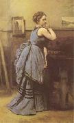 Jean Baptiste Camille  Corot Woman in Blue (mk09) oil on canvas